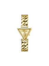 Load image into Gallery viewer, Guess Ladies Fame Triangle Case Gold Case & Band – GW0859L2