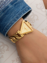 Load image into Gallery viewer, Guess Ladies Fame Triangle Case Gold Case & Band – GW0859L2