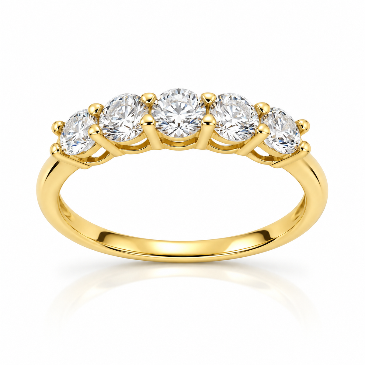 9ct Yellow Gold 5 Stone Lab Grown Diamonds Anniversary Ring