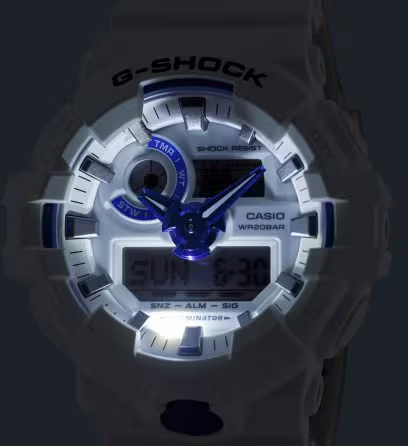 GA700HDS-7A G Shock White/Blue Analog-Digital Watch