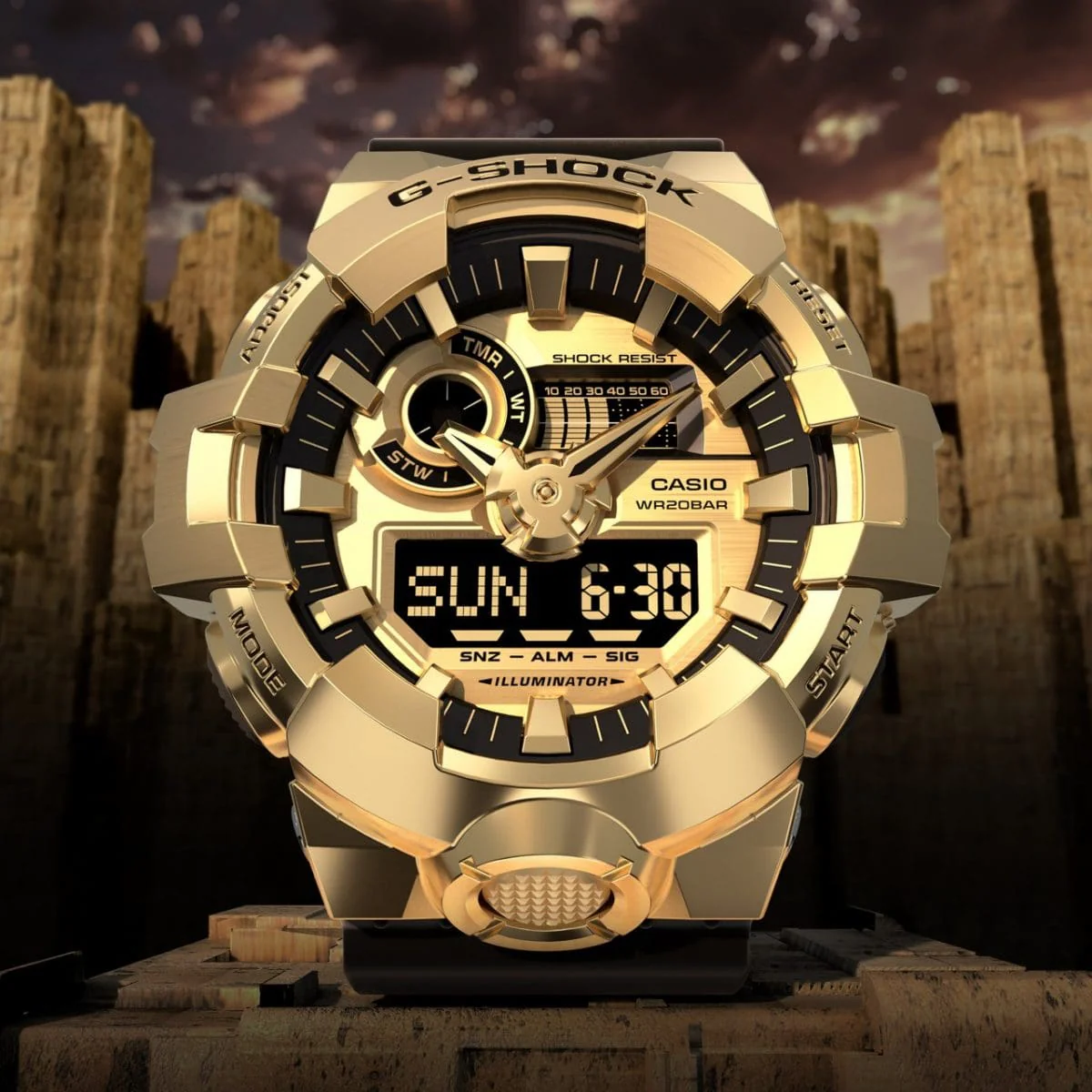 GM700G-9A Casio G-Shock – Gold-Tone Toughness Meets Timeless Style