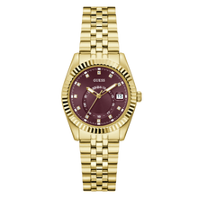 Load image into Gallery viewer, GW0936L2 GUESS Burgundy Sunray Ladies Gold-Tone Analogue Watch