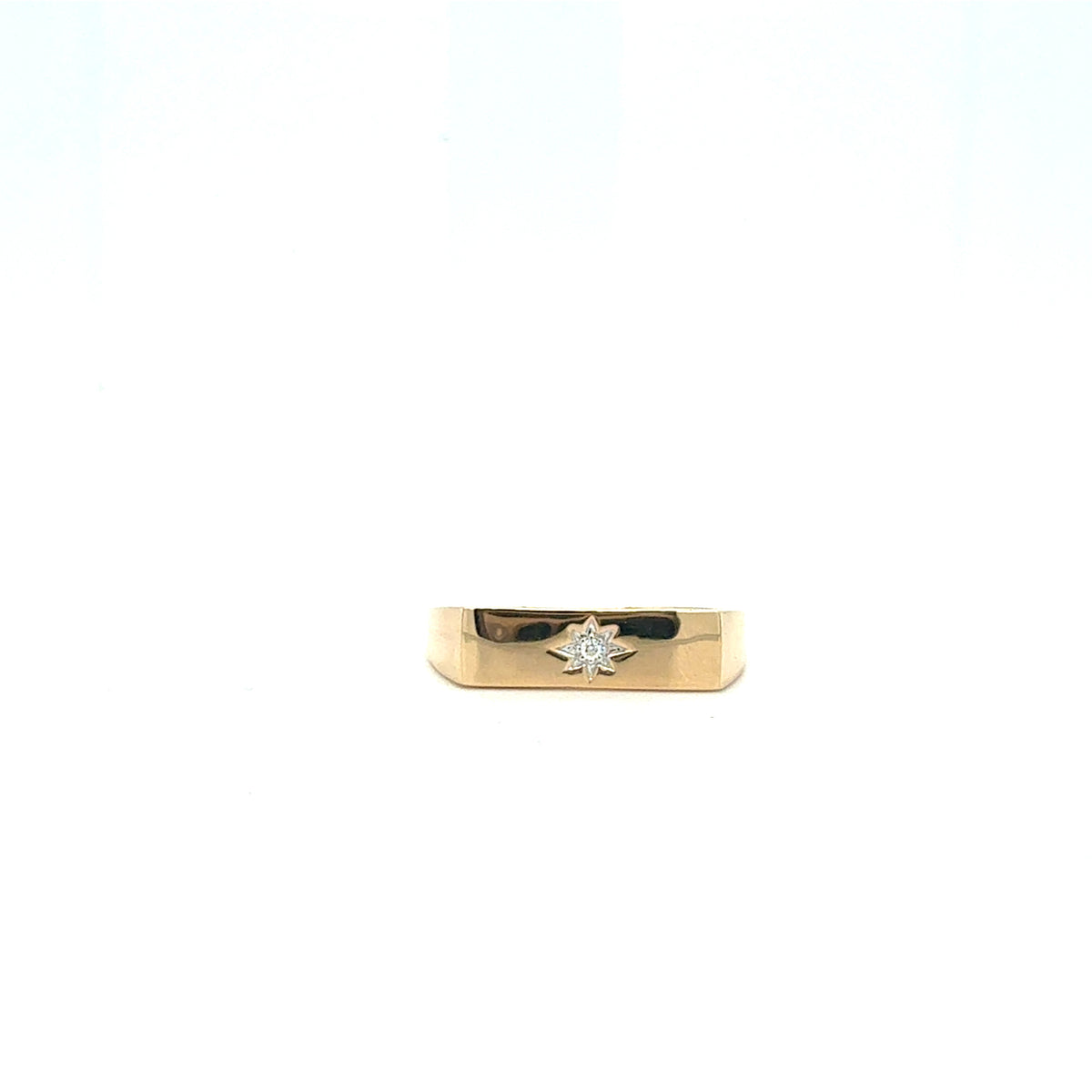 Sleek Star-Set Diamond 9ct Gold Flat Men's Band