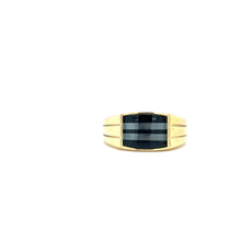 Load image into Gallery viewer, 9ct Gold Black and Grey Stripe Men's Ring