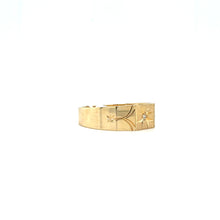 Load image into Gallery viewer, Heritage Star-Etched: 9ct Gold Diamond Accent Men's Ring