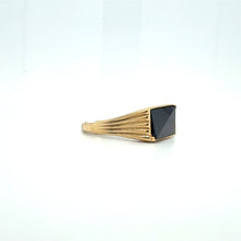 Load image into Gallery viewer, Pure Black: 9ct Gold Rectangle Black Onyx Statement Ring