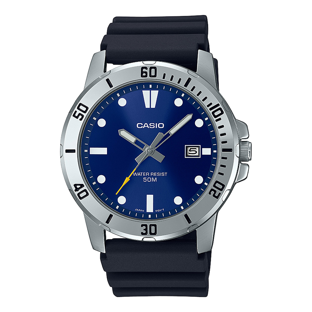 MTPVD01-2E Casio Analogue Date Silver Blue Watch