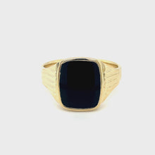 Load and play video in Gallery viewer, B30J66L Intricately Designed 9ct Gold Black Onyx Ring