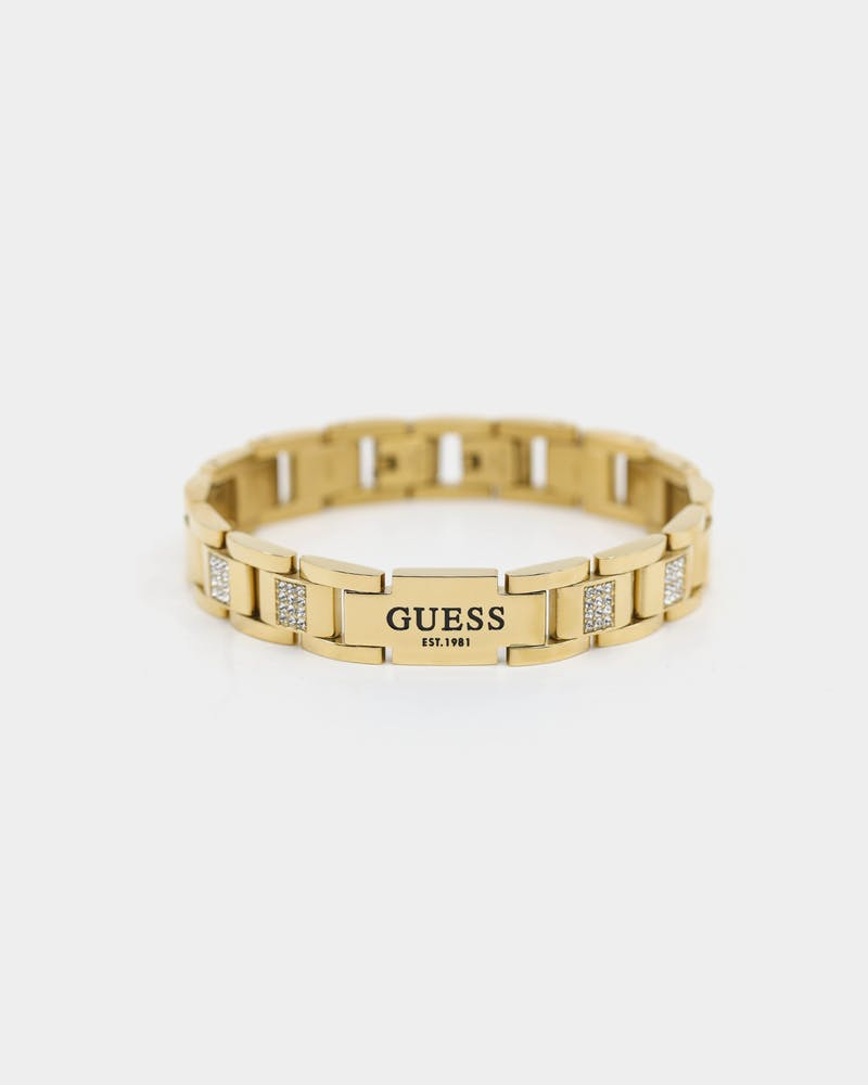 Guess Frontier Crystal Bracelet In 12mm In Gold