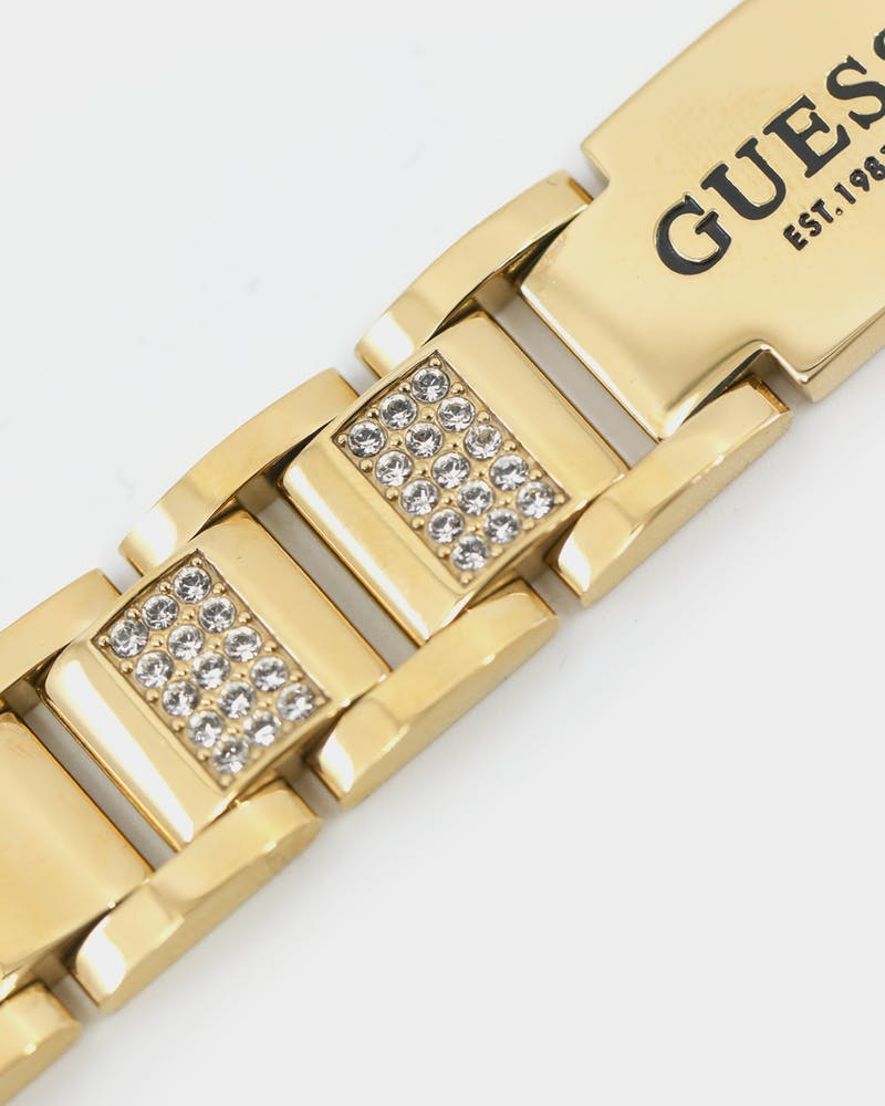 Guess Frontier Crystal Bracelet In 12mm In Gold