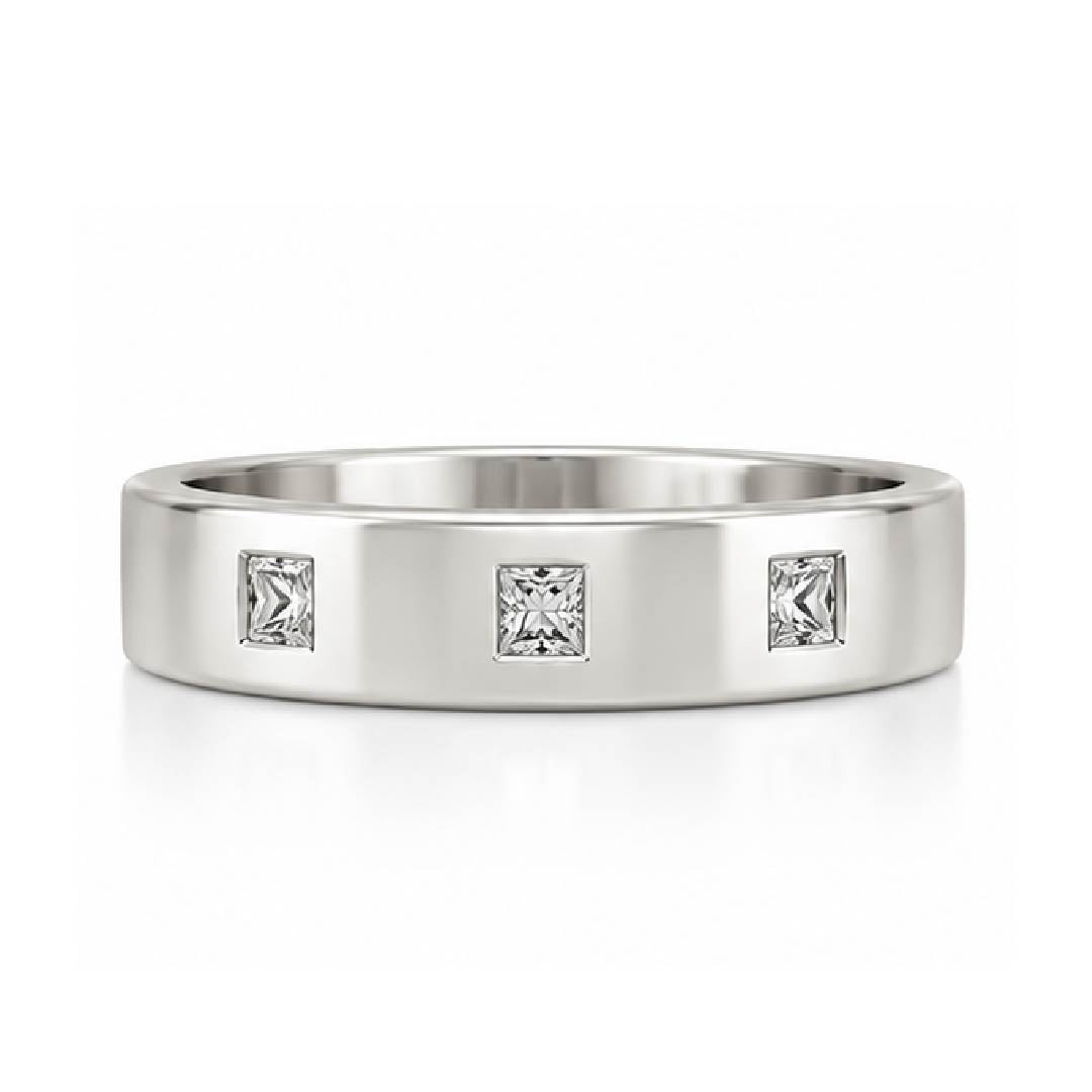 925 Sterling Silver Cubic Zirconia Flush Set Band Ring