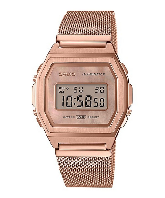 A1000MPG-9E Vintage Rose Gold Stainless Steel Mesh Band Watch