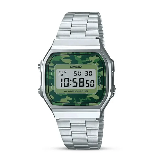 CASIO Digital Vintage Watch A168WEC-3DF Camo Silver