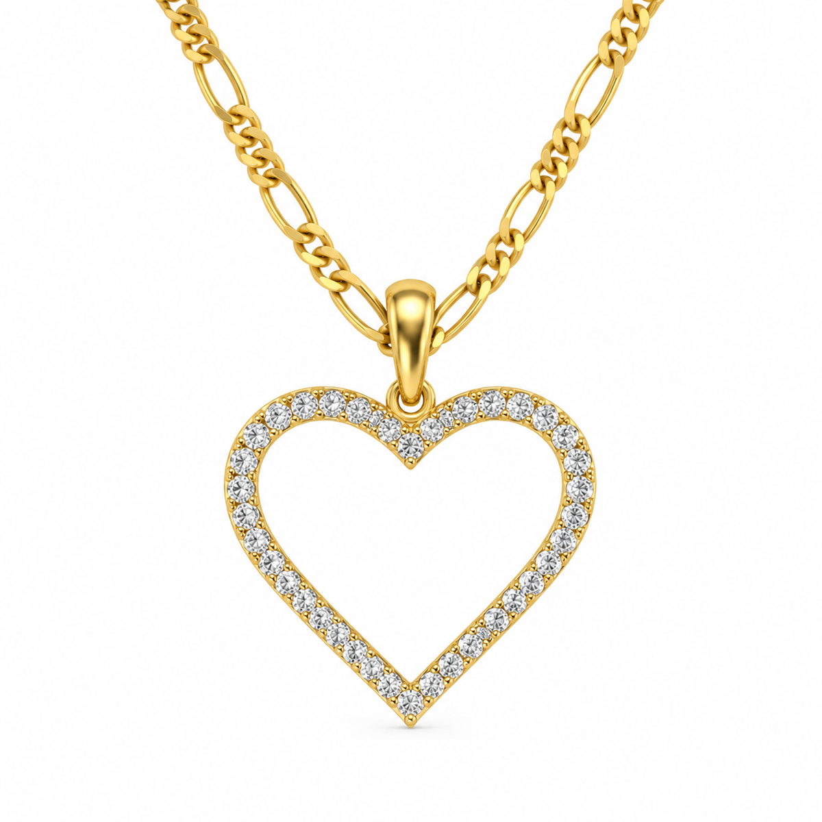10K Yellow Gold Natural Diamond Pavé Open Heart Pendant 0.12 TDW