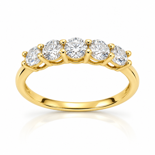 9ct Yellow Gold 5 Stone Lab Grown Diamonds Anniversary Ring
