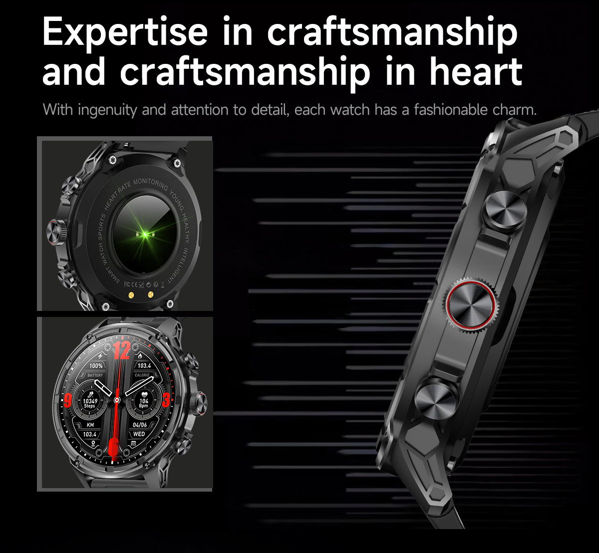 Broadway GV99 Black Outdoor Sport Watch with Flashlight Branded style Smartwatch