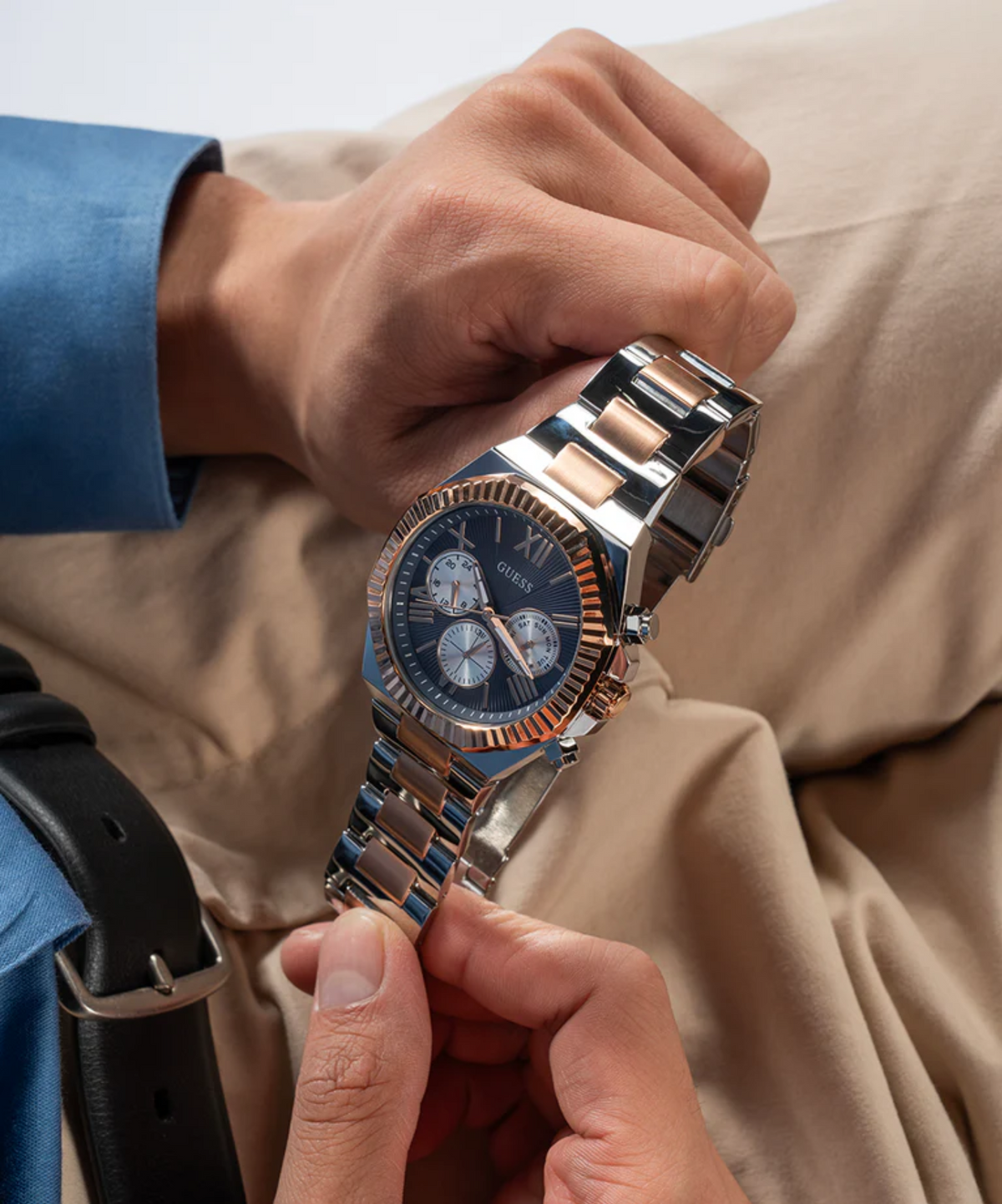 GW0703G4 Equity Men's Watch in Two-tone with Navy Blue Dial
