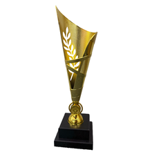 Load image into Gallery viewer, Trophy Euro Cup - Korba NZ Fern Design 34.5cm Gold (Engraving Available)
