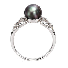 Load image into Gallery viewer, 925 Sterling Silver Natural Black Pearl Heart Solitaire Ring
