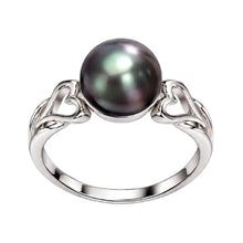 Load image into Gallery viewer, 925 Sterling Silver Natural Black Pearl Heart Solitaire Ring
