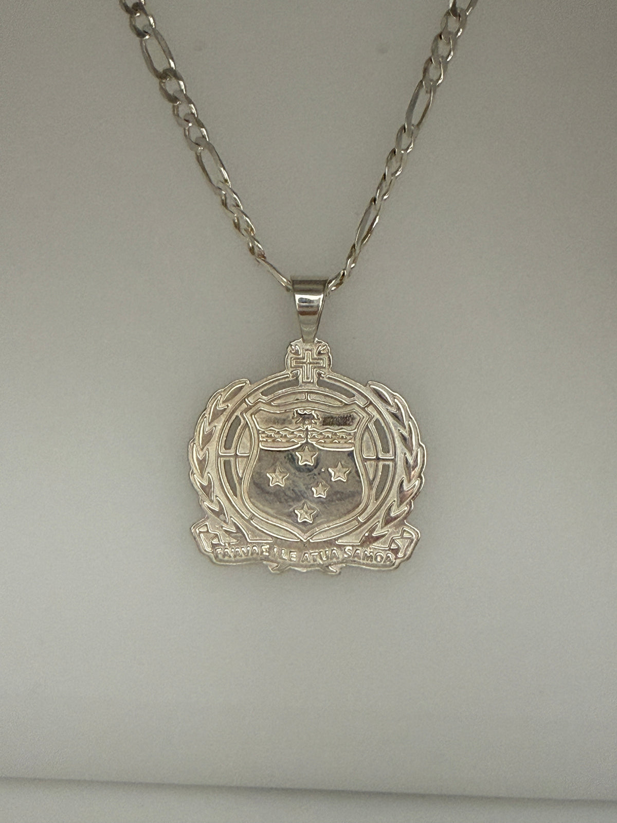 925 Sterling Silver Samoan Shield With Chain
