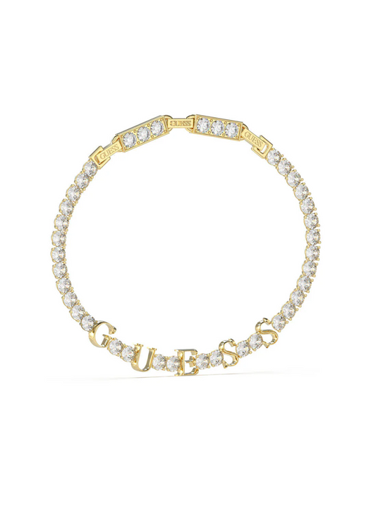 Guess Gold Arm Party Logo Tennis Bracelet JUBB04 218JW YG T/U
