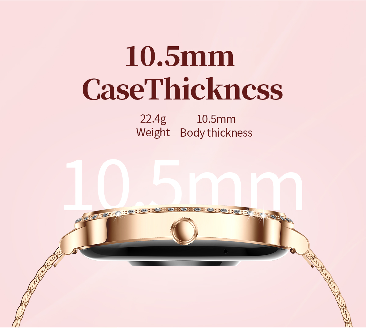 Broadway T8P8 Rose Gold Ladies Smart Watch Sparkle Style