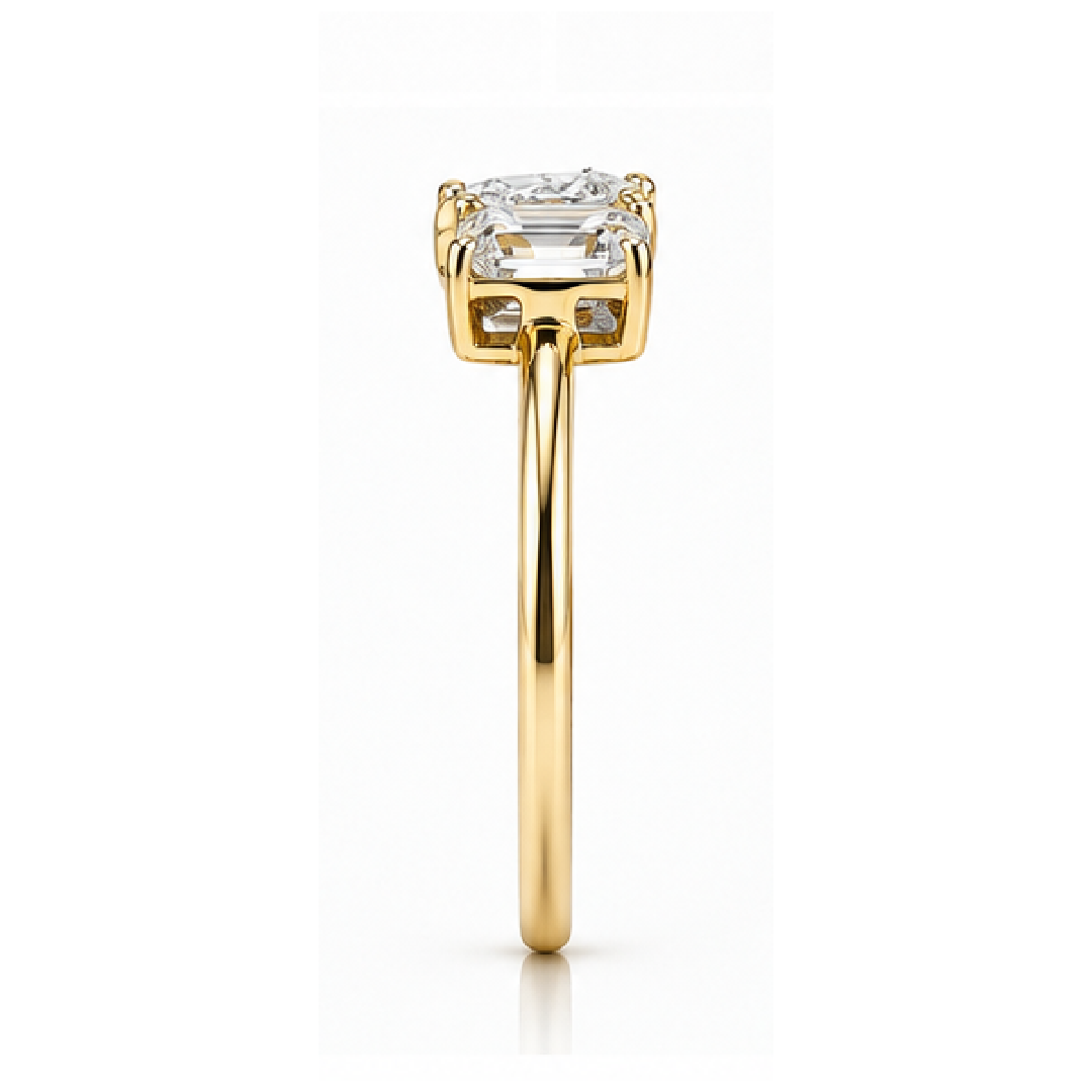 10kt Yellow Gold Emerald & Pear Diamond Duo Ring TDW 1.00ct