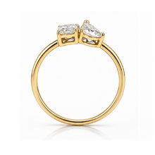 Load image into Gallery viewer, 10kt Yellow Gold Emerald &amp; Pear Diamond Duo Ring TDW 1.00ct
