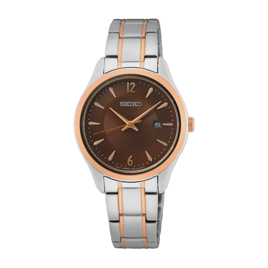 Seiko Sapphire Quartz Brown Dial Ladies Watch SUR476P1