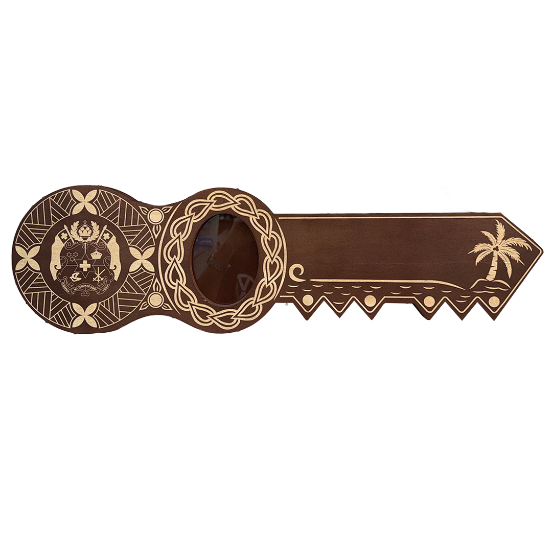 Island Design Key with Laser Engraved Patterns & Tongan Sila (Engraving Available)