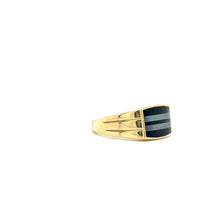 Load image into Gallery viewer, 9ct Gold Black and Grey Stripe Men's Ring
