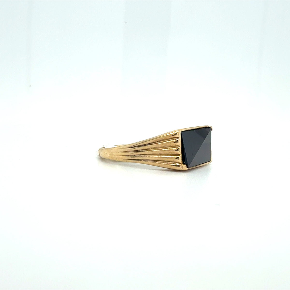 Pure Black: 9ct Gold Rectangle Black Onyx Statement Ring