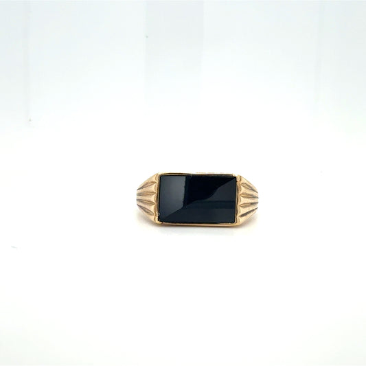 Pure Black: 9ct Gold Rectangle Black Onyx Statement Ring