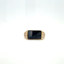 Load image into Gallery viewer, Pure Black: 9ct Gold Rectangle Black Onyx Statement Ring
