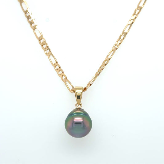 9ct Gold & Tahitian-Style Black Pearl Pendant