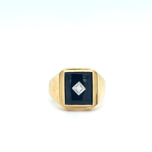 9ct Gold Black Onyx Diamond Ring
