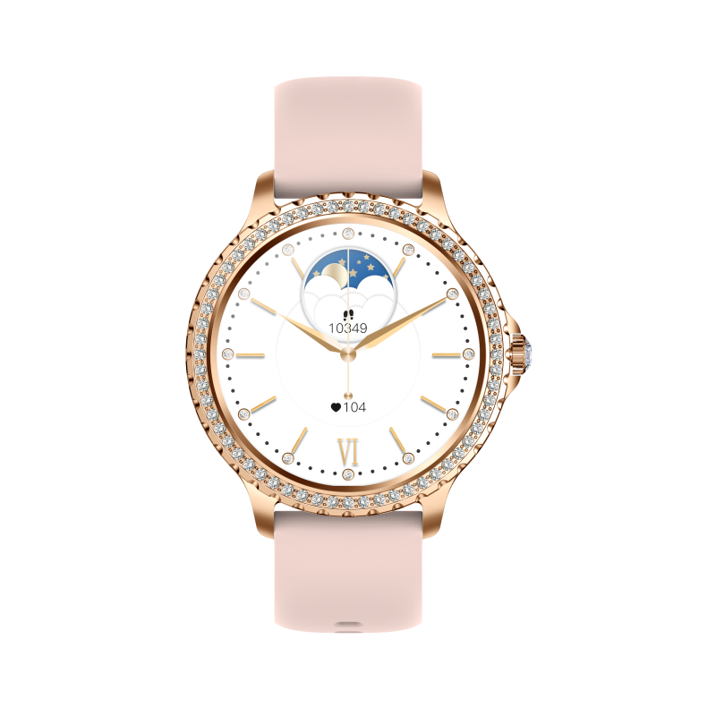 Broadway GI58 Gold Mesh With Peach Strap Ladies Smartwatch Luxury