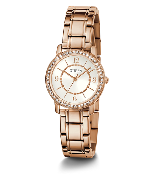 Guess GW0468L3 Ladies Melody Crystal Silver Dial Rose Gold Tone Watch