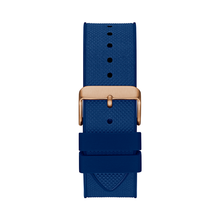 Load image into Gallery viewer, GW0264G4 Guess Navigator Blue Dial Rose Gold Case Blue Silicone Gents Watch
